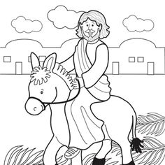 Jesus riding on a donkey into Jerusalem
